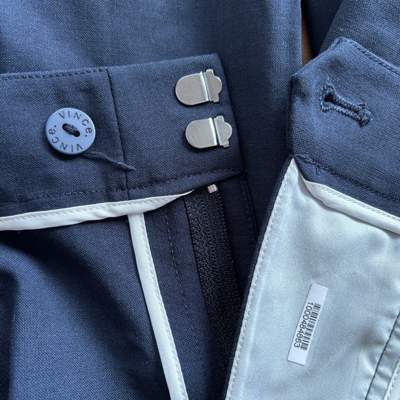 VINCE Side Stripe Wool Stretch Trouser Pants-Navy Blue/Ivory-Women's Size 4 - Picture 7 of 8